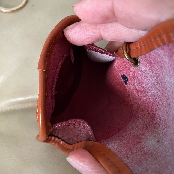 RARE Vintage Dooney & Bourke Key Caddy Coin Mini Bag Charm AWL Leather Rouge - Picture 12 of 15